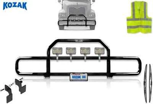 Front Bumper Grille Deer Guard w/Bracket & LED Compatible with Mack CX 1999-2003 - Foto 1 di 8