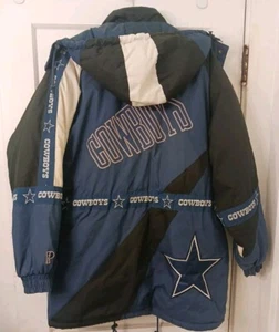 Vtg Dallas Cowboys Pro Player Puffer Jacket Large 1994 NFL 75th Hood, Large - Picture 1 of 18