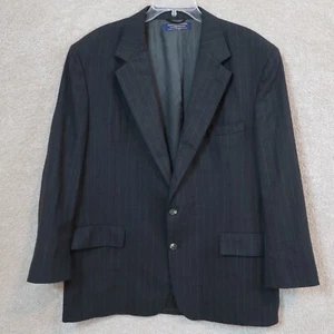 Brooks Brothers Mens Black Striped Wool Blazer Suit Jacket 44R - Picture 1 of 16