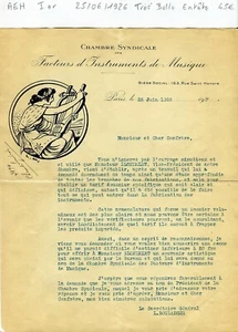 Paris I er 163 Rue St Honoré - T Belle Entête Rare Secteur de la Musique de 1926 - Bild 1 von 1