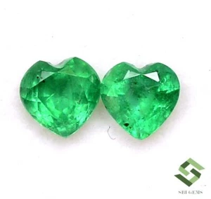 4.50x4.50 mm Certified Natural Emerald Heart Shape Cut Pair 0.67 CTS Loose Gems - Picture 1 of 6