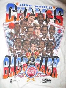 Brand New 1990 DETROIT PISTONS Back To Back NBA Champs T Shirt Large Salem - Picture 1 of 3
