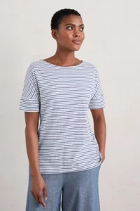 Seasalt Women's - blue Bryher View T-Shirt in GOTS-Certified Organic Cotton - Re - Picture 1 of 5