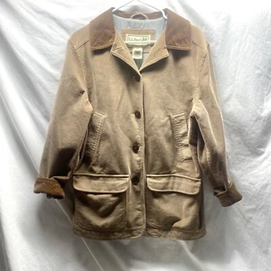 Vintage LL BEAN Damen braun 100 % Baumwolle Cord Feldmantel Hausarbeit Scheune Jacke M P - Bild 1 von 6