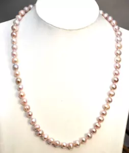 100% echt Perlen ca.7mm Süßwasser-Zuchtperle kette ca.44-46cm - Bild 1 von 3