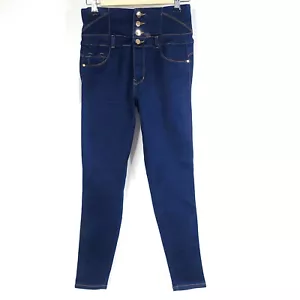 Haholi Girls Jeans 12 Blue Skinny High Rise Denim Pants Stretch Wide Waist Band - Picture 1 of 12