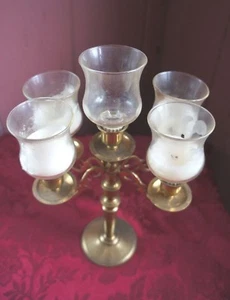 Vintage. MESSING TISCHKERZENLEUCHTER MIT 5 GLASSCHALEN FÜR KERZEN: MADE IN JAPAN - Bild 1 von 3