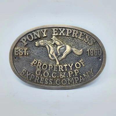 Pony Express Old West Se vende placa de latón con letras en relieve y acabado antiguo Foto 1 de 2