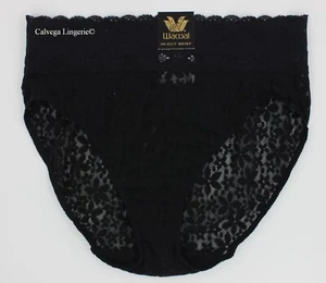 Nuovo con etichette Wacoal 870305 "Halo Lace" slip mutandine in pizzo elasticizzato, nero (BK) - Foto 1 di 5