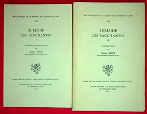 EURIPIDE, LES BACCHANTES EN 2 TOMES - LETTRES GRECQUES - JEANNE ROUX -1970- - Picture 1 of 4