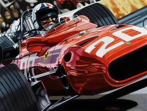 Chris Amon 122x91.5 cms original oil painting by Colin Carter - Picture 1 of 3