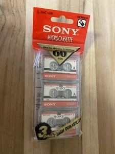NIP SONY Microcassettes 3MC-60B~ 3 Pack, High Durability, Dictation & Meeting - Picture 1 of 5