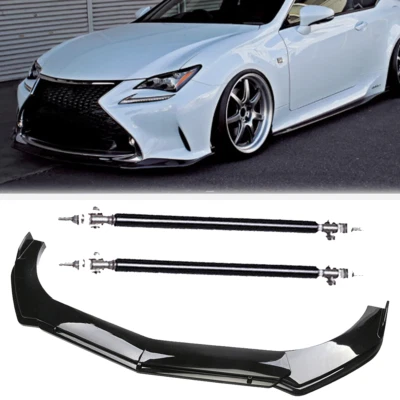 Front Bumper Lip Splitter Spoiler +Strut Rods Bar Rods For Lexus Rc-f Rc200 Foto 1 de 4