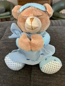 VTG KIDS II Stuffed Teddy Bear Plush Baby Snuggly Lovey Blue Pj's Sleep Mask 7” - Picture 1 of 4