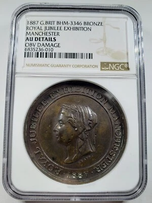 1887 Great Britain Royal Jubilee BHM 3346 NGC AU DETAILS  Bronze  - Image 1 of 4