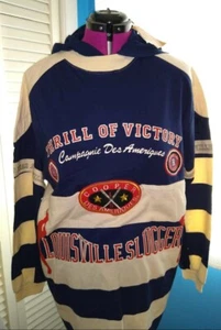 Cooper Collections Louisville Slugger Men's Hooded Baseball Jersey Ivory Navy L - Picture 1 of 4