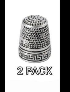 2 PACK - Silver Finger Thimble Sewing Grip Fingertip Protector Metal Shield - Picture 1 of 8