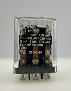 Deltrol Controls Relay 20308-84 166 3PDT 120VAC 10Amp 28VDC 11 Pin Coil - Picture 1 of 4
