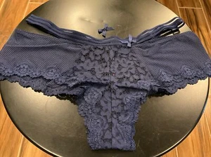 Victoria’s Secret Cheeky XL Navy Dark Blue Mesh Lace - Picture 1 of 2