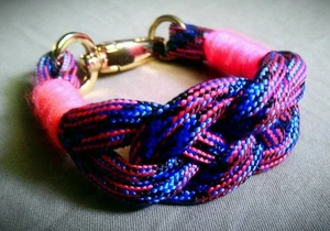 Rosa & Blau Kordel geknotet Maritim Armband Gold Verschluss Handarbeit 1 Stück  - Bild 1 von 2