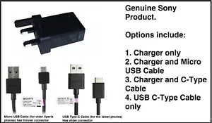 Genuine Sony EP800 Mains Charger & USB Cable for Sony Xperia Mobile Phones - Picture 1 of 20