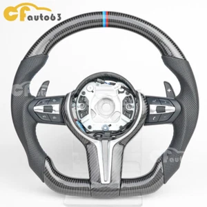 Real Carbon Fiber Steering Wheel For BMW M2 M3 M5 F10 F30 F82 F90 with Paddles - Picture 1 of 9