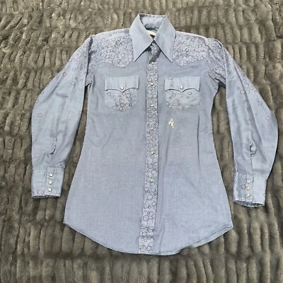 Rare Vintage 60s 70s Mens Larry Mahan Western Shirt Pearl Snap Medium? - Image 1 of 4