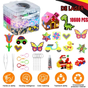 Geschenk 10600 Stück Bügelperlen Set Bügelperlen Platten mit Aufbewahrungsbox - Bild 1 von 21