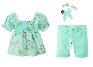 NWT Gymboree Girls Size 4 5 6 10 Spring Celebration Top TCP Shorts Hair Clips - Picture 1 of 4