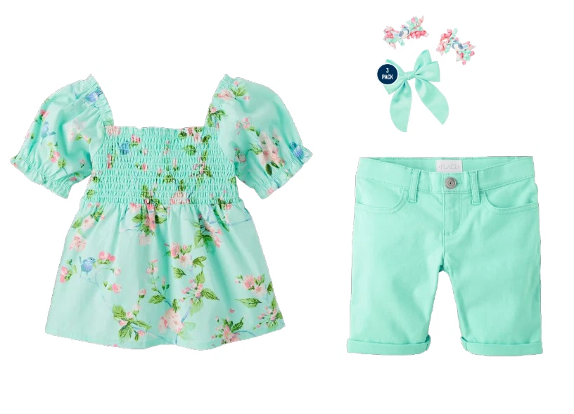Novo com etiquetas Gymboree Meninas Tamanho 4 5 6 10 Primavera Celebração Top TCP Shorts Grampos de Cabelo - Imagem 1 de 4