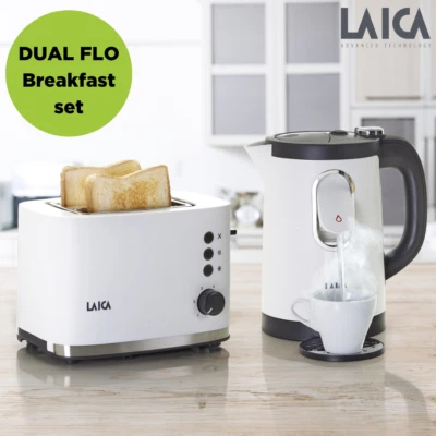 Dual Flo Kettle and Toaster with Fast Boil and 2 Wide Slots LAICA - Image 1 of 3