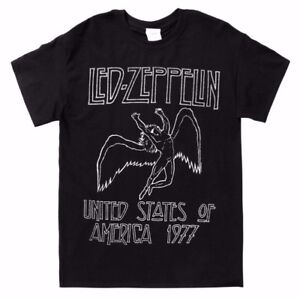 Led Zeppelin 1977 US TOUR ICARUS T-Shirt noir neuf avec étiquettes 100 % authentique & officiel