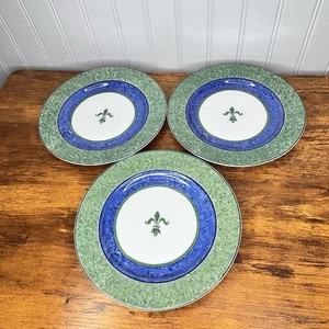 3 Villa Regia by Spal Porcelanas Salad Plate Green & Blue Bands 8" Portugal EUC - Picture 1 of 7