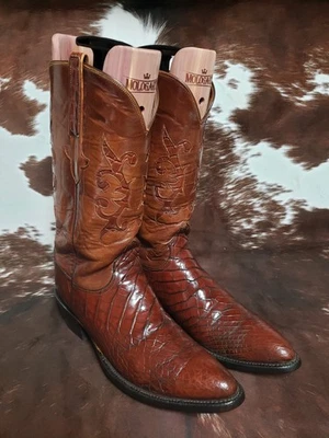 Lucchese Vintage Alligator Caiman Belly Western Cowboy Boots Mens Size 10 A - Image 1 of 4