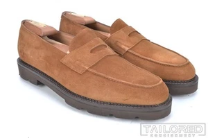 NEW - JOHN LOBB Lopez scarpe eleganti mocassino penny scamosciato marrone nuovo standard - 9,5 - Foto 1 di 10