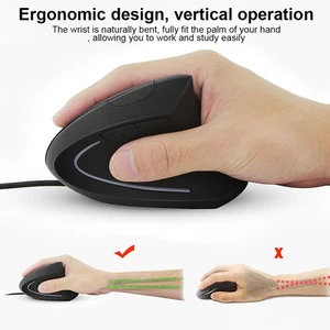 Black 6D Ergonomic 800‑1200‑2000‑3200 DPI Adjustable Optical Vertical Gaming Mou - Picture 1 of 13