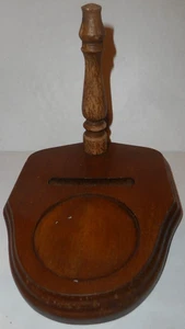 Brown Wooden Cup Saucer Display Stand Spindle Back 4 3/8"T x 4 1/4"W x 5 3/8"L - Picture 1 of 11