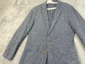 J Crew Blazer Mens Small Blue Linen Cotton Unstructured Sport Coat Jacket Casual - Picture 1 of 18