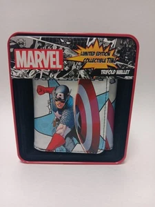 Captain America Trifold Wallet w/ Collector's Tin; Marvel, New, Shield, Comic - Picture 1 of 4