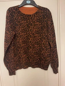 Ladies fine knit round neck long sleeve jumper animal print, Warehouse 16/18 - Picture 1 of 4