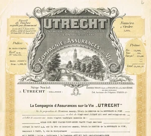 HOLLAND UTRECHT  LIFE INSURANCE COMPANY POLICY/ stock certificate/bond - Picture 1 of 2