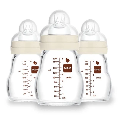 Biberones de vidrio MAM Premium, fácil cambio entre pecho y biberón, sensación... Foto 1 de 4