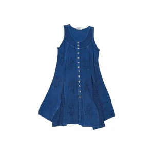 Holy Clothing Kirra Mini Dress Royal Blue Embroidered Lagenlook Boho Regency - Picture 1 of 5