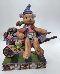 Jim Shore “Flower Bear” in Wheelbarrow Figurine 4008186 Enesco 2007 Preowned - Picture 1 of 11