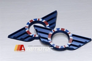 Blue Union Jack MINI Wing Door Pin Button Surrounds fit for R56 R57 R59 Cooper S - Picture 1 of 1