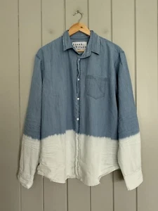 Men's Frank & Eileen Shirt L Large Chambray Dip Dye Blue White Distressed - Picture 1 of 7