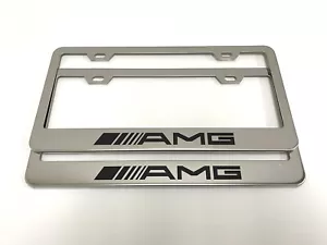 (2) ACERO INOXIDABLE CROMO Pulido Marco de Placa - Estilo AMG - Imagen 1 de 3
