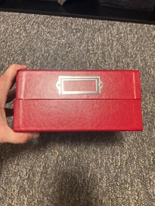 Red Photo/Sport Card Storage Box! 8.5"X 8.5"X4.5" ! 3 sleeves inside 8.5 X 2.5 - Picture 1 of 13