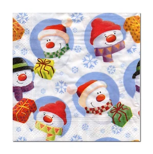 4 servilletas con motivo servilletas servilletas Navidad cara de muñeco de nieve (340) - Imagen 1 de 2