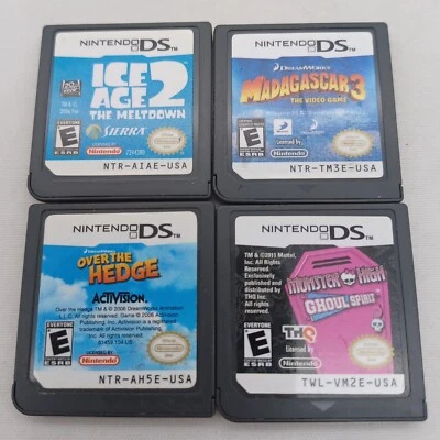 Lote de 4 juegos Nintendo DS - Madagascar 3, Ice Age 2, Monster High, Over the Hedge Foto 1 de 2